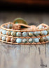 Boho Bracelet, Layers Leather Wrap Bracelet, 6 mm Jasper Stones